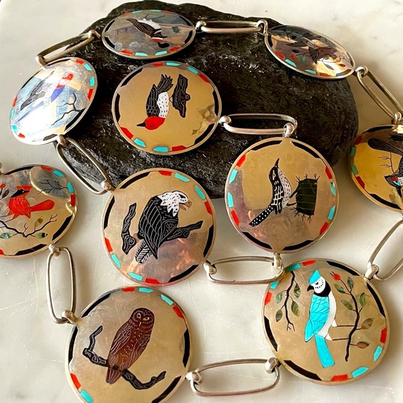 Vintage Native American Dale Edaakie Zuni Link Concho belt - Picture 2 of 16